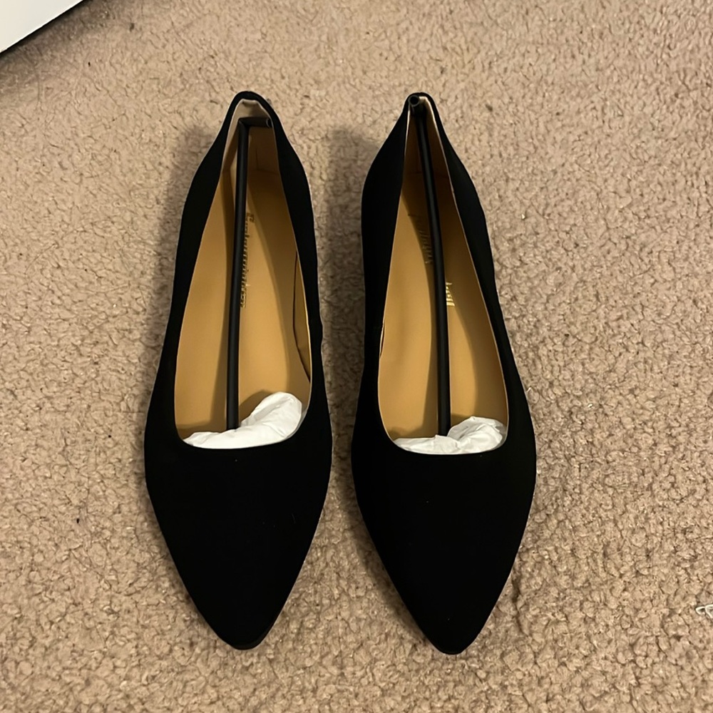 Black suede flats